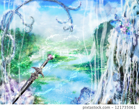 幻想手繪風景插畫與魔法劍 幻想手繪風景插畫與魔法劍 121735061