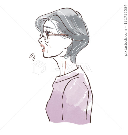 Senior woman sideways troubled Senior woman sideways troubled 121735584