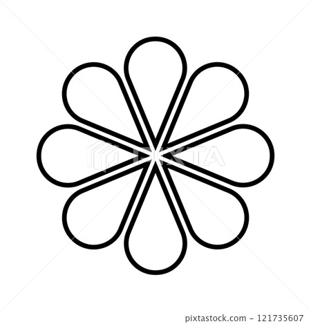 Flower diagram divided into 8 equal segments. Floral pie chart with eight petals isolated on white background. Template for data presentation. Vector graphic illustration 121735607
