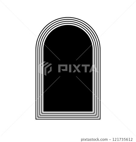 Concentric arch frames isolated on white background. Geometric arc shapes in trendy boho or art deco style. Doors or gates, windows or portals frameworks. Vector graphic illustration Concentric arch frames isolated on white background. Geometric arc shapes in trendy boho or art deco style. Doors or gates, windows or portals frameworks. Vector graphic illustration 121735612