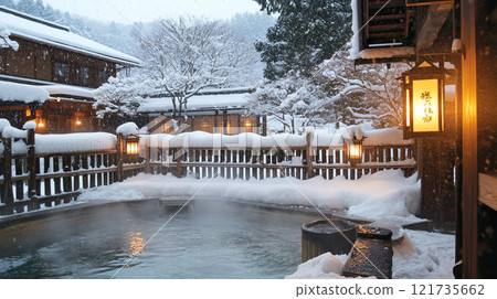 Yubatake on a snowy night 121735662