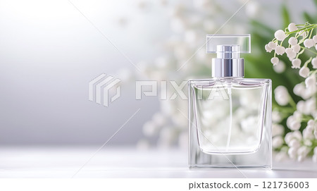 有著柔和的粉紅色香水的豪華香水瓶 121736003