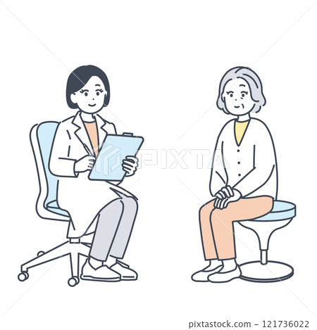 一位資深婦女諮詢醫生的插圖素材 121736022