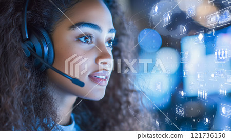 使用人工智慧和數位工具的操作員的圖像 使用人工智慧和數位工具的操作員的圖像 121736150