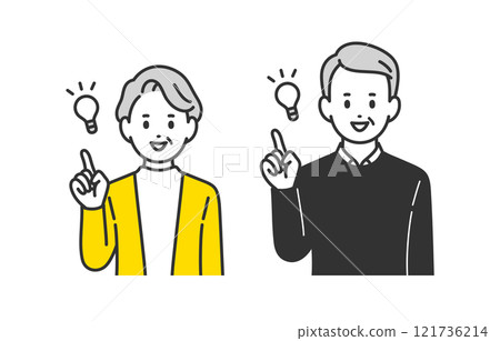 Set of senior men and women/elderly couples doing inspiration poses [People vector illustration material] 121736214