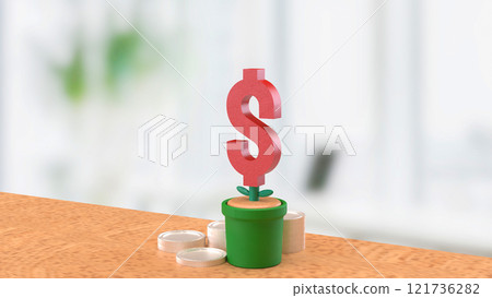 The Red Dollar symbol in Plant for Business concept 3d rendering. 121736282