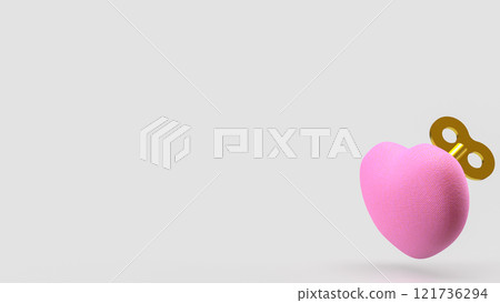 The Heart and wind up for Valentine or Love concept 3d Rendering. 121736294