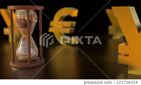 The Sand clock and money symbol for Business concept 3d rendering. The Sand clock and money symbol for Business concept 3d rendering. 121736314
