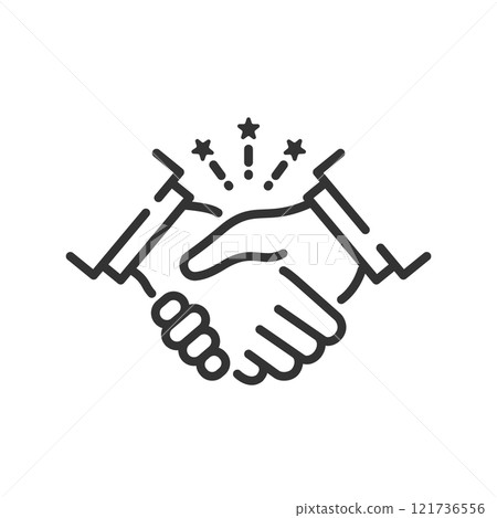 Handshake business vector icon (line drawing, broken line) 121736556
