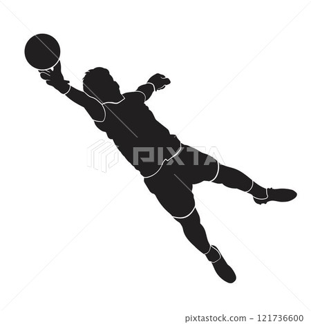 silhouette of a goalkeeper football player 121736600