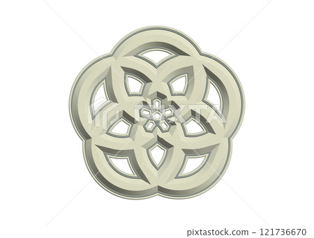 水引梅花圖（苔綠色/卡其色/3D PNG 素材/日式裝飾/白色背景） 121736670