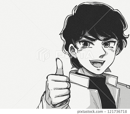 Illustrations of hot-blooded heroes from Showa era anime, banner size 121736718