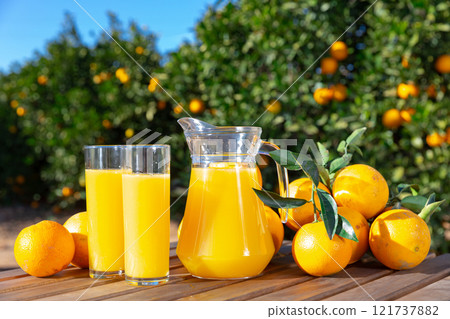 Orange juice with fresh fruits Orange juice with fresh fruits 121737882