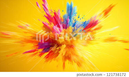 abstract color splash on yellow background 121738172