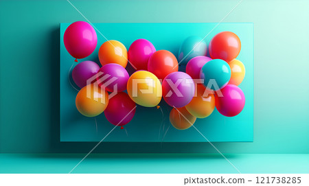 background with balloons and confetti 121738285