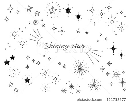 手繪線閃閃發光的插圖集星星閃耀黑色 121738377