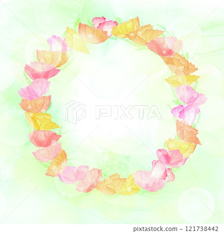 綠色背景上彩色花環的水彩插圖。節日氣氛清新的框架。 121738442