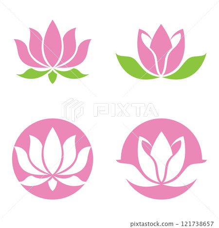 Pink lotus flower green simple design logo Pink lotus flower green simple design logo 121738657