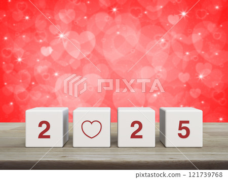 Happy new year 2025 and Valentines day concept Happy new year 2025 and Valentines day concept 121739768