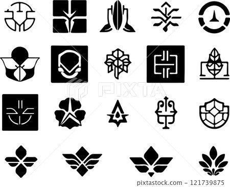 set of outline black icons 121739875