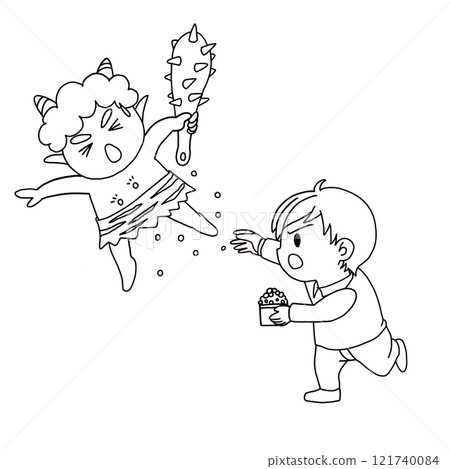 Bean-throwing line drawing 121740084