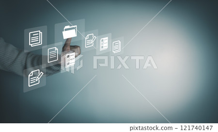 Document Management System, Officer using laptop manage files, Online document database management, automated processes to manage system, ERP enterprise efficient, business technology Document Management System, Officer using laptop manage files, Online document database management, automated processes to manage system, ERP enterprise efficient, business technology 121740147