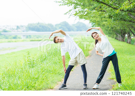 Senior couple walking Senior couple walking 121740245