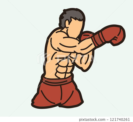 Boxing Sport Kickboxing Muay Thai  Boxer Action Cartoon Graphic Vector 121740261