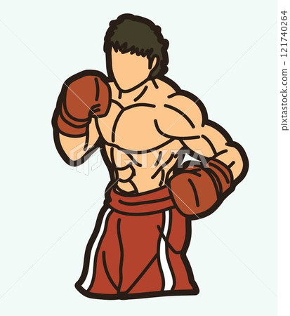 Boxing Sport Kickboxing Muay Thai  Boxer Action Cartoon Graphic Vector 121740264