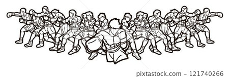 Group of Boxer Boxing Sport Kickboxing Muay Thai Action Cartoon Graphic Vector Group of Boxer Boxing Sport Kickboxing Muay Thai Action Cartoon Graphic Vector 121740266