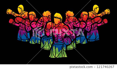 Group of Boxer Boxing Sport Kickboxing Muay Thai Action Cartoon Graphic Vector Group of Boxer Boxing Sport Kickboxing Muay Thai Action Cartoon Graphic Vector 121740267