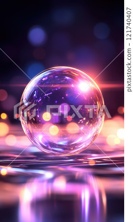 colorful bubble reflecting light in dreamy background 121740407