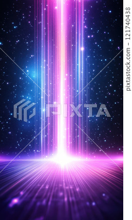 Vibrant cosmic light beams in starry night sky Vibrant cosmic light beams in starry night sky 121740438
