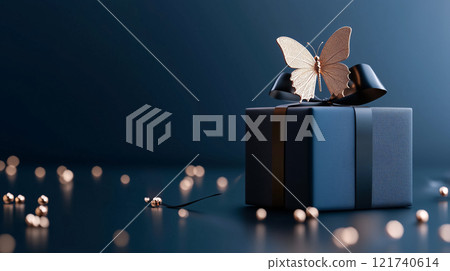 A gorgeous gift box with silver accents 121740614