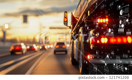 具有分析和系統數據數字顯示功能的自動駕駛卡車 121741208