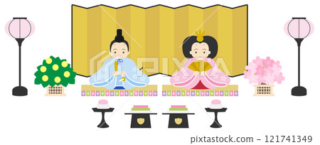 Illustration of Hina dolls and decorations-1 121741349
