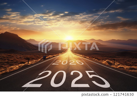 Happy new year 2025, Start up, Future vision and Goal concept, Generative AI 121741630