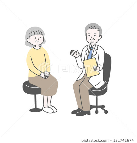Senior woman and doctor sitting on a chair 121741674