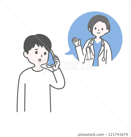 Male patient calling the doctor Male patient calling the doctor 121741679
