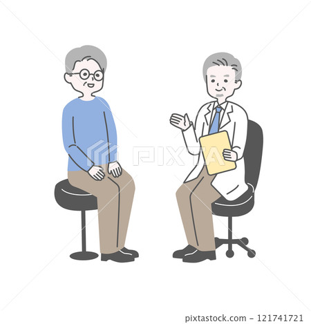 老人和醫生坐在椅子上 121741721