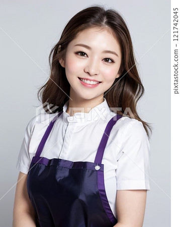 圍裙的年輕女子 121742045