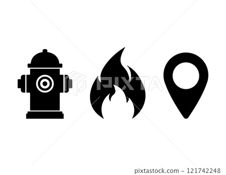 Fire hydrant flame pin icon 121742248