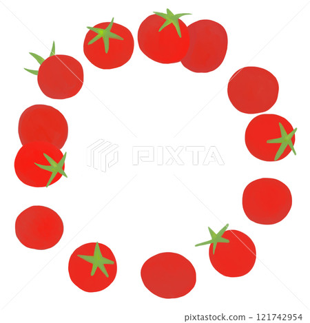 Round frame of cherry tomatoes 121742954