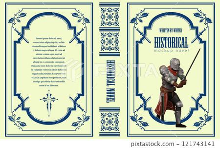 Book cover mockup featuring a knight holding a sword, perfect for historical novels 121743141