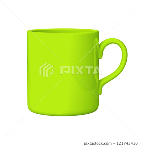 Green yellow coffee or tea mug, 3D illustration Green yellow coffee or tea mug, 3D illustration 121743410
