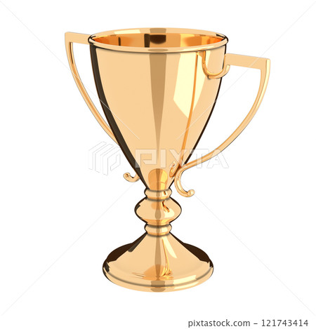 Golden trophy cup isolated on white background 3D illustration Golden trophy cup isolated on white background 3D illustration 121743414