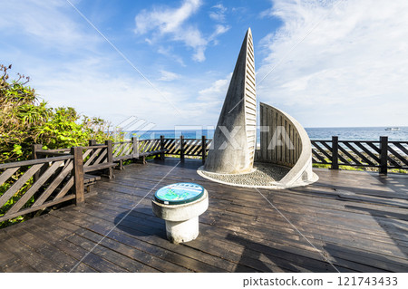 Building view of Taiwan's southernmost point landmark, It is located in Cape Eluanbi of Kenting National Park in Pingtung, Taiwan. 121743433