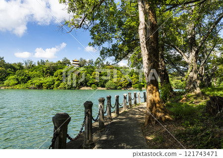 Beautiful lakeshore landscape of Chengcheng Lake Scenic Area in Kaohsiung, Taiwan. Beautiful lakeshore landscape of Chengcheng Lake Scenic Area in Kaohsiung, Taiwan. 121743471