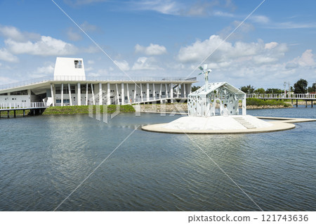 Lake view of the Qigu visitor center in Tainan, Taiwan, one of the Southwest Coast National Scenic Area attractions. Lake view of the Qigu visitor center in Tainan, Taiwan, one of the Southwest Coast National Scenic Area attractions. 121743636