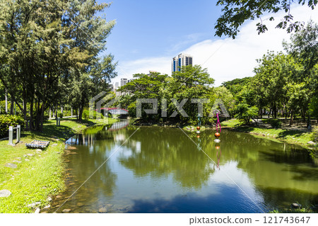 Beautiful view of Central Park in Kaohsiung, Taiwan, It is one of the famous attractions in Kaohsiung. Beautiful view of Central Park in Kaohsiung, Taiwan, It is one of the famous attractions in Kaohsiung. 121743647